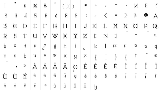 JBEtude Regular  glyph index