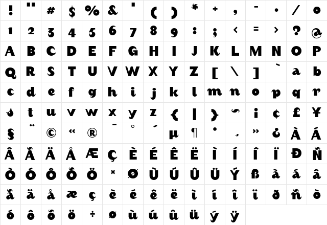 August BlackAlternate  glyph index