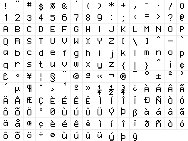 Hachipochi EightAl  glyph index