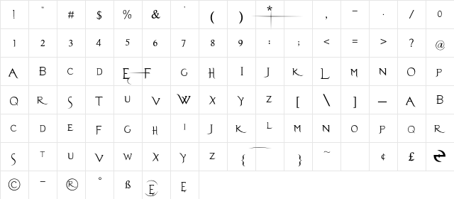 Evanescent Regular  glyph index