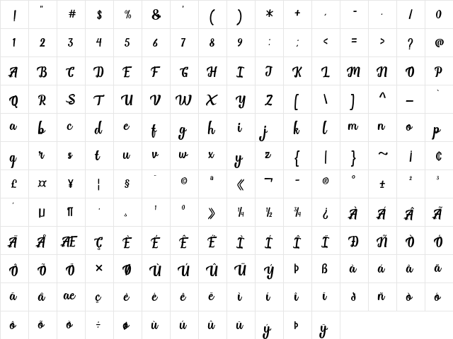 Break Stones Free Personal Use  glyph index