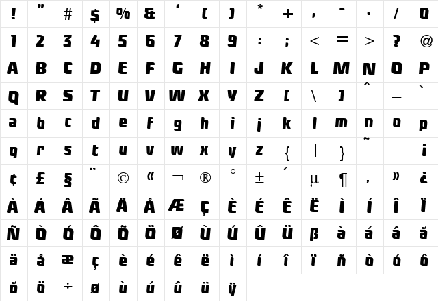 LapsDB Normal  glyph index
