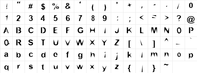 Pinacle Top 44 Regular  glyph index