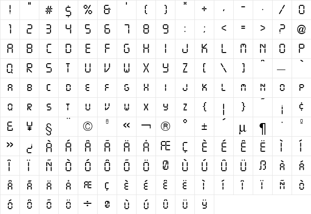 Digital Medium  glyph index