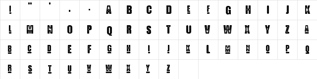 Blue Waffle Regular  glyph index