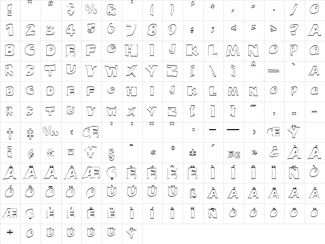 HattrickOpen Regular  glyph index