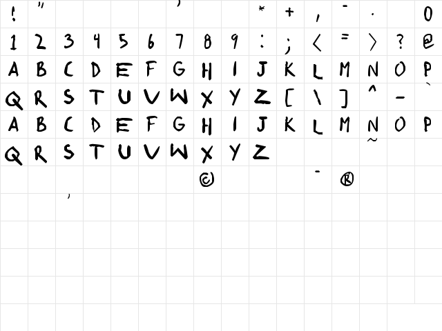 shonen punk! custom Regular  glyph index