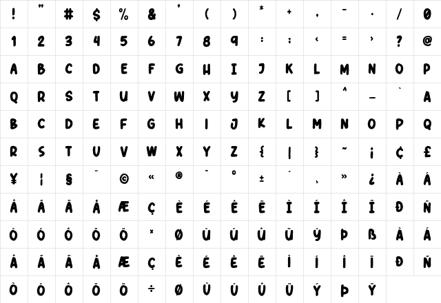 Header Marker Regular  glyph index