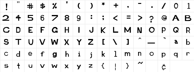 Spaz 1  glyph index