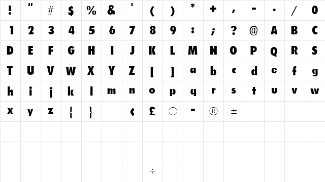 IsomarSSK Regular  glyph index