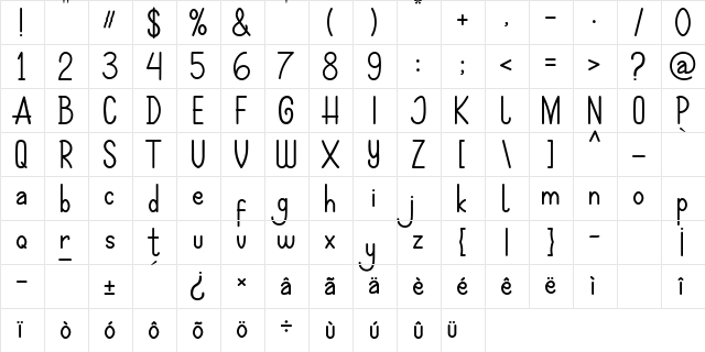 Hijaker's Regular  glyph index