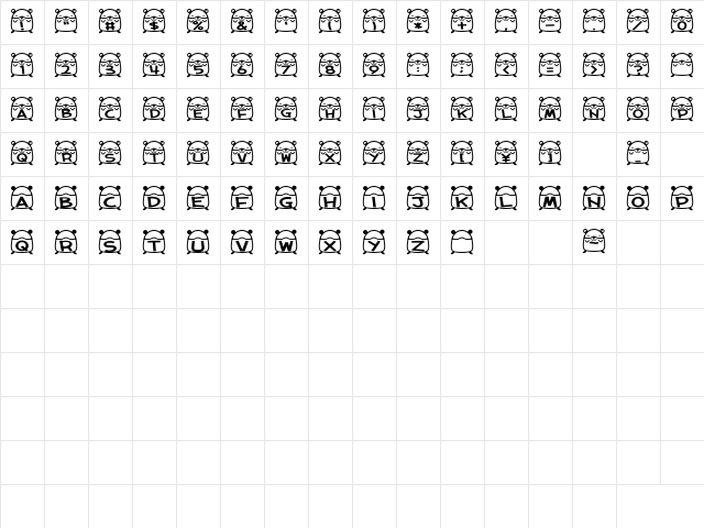 hamu font Regular  glyph index