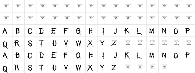 The Grim Raiders Regular  glyph index