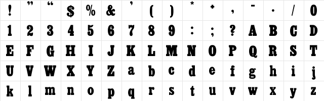 Cairo Regular  glyph index