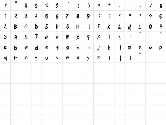 heartfont Regular  glyph index