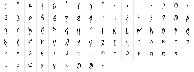CCElsewhere Regular  glyph index
