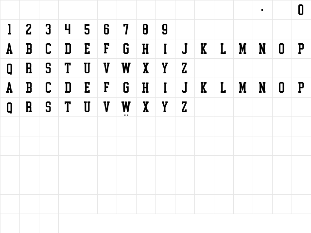 College Block 2.0 Regular  glyph index