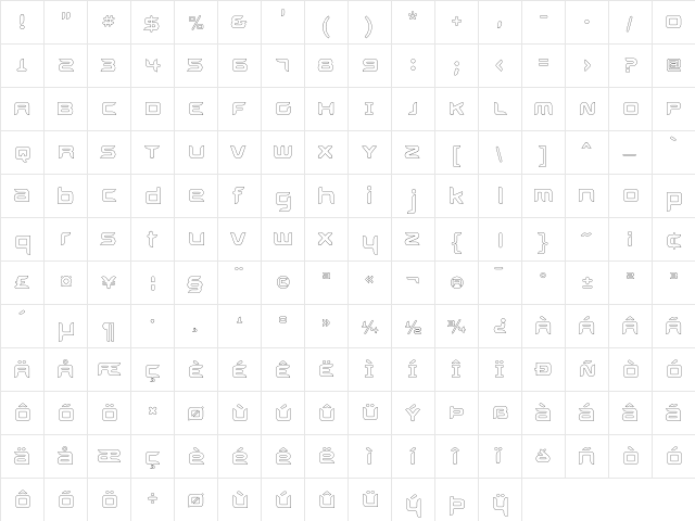 Aura Outline  glyph index