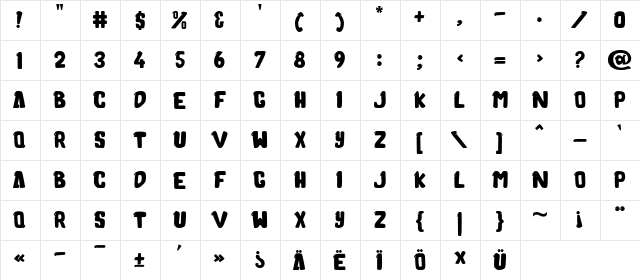 Molusca Regular  glyph index
