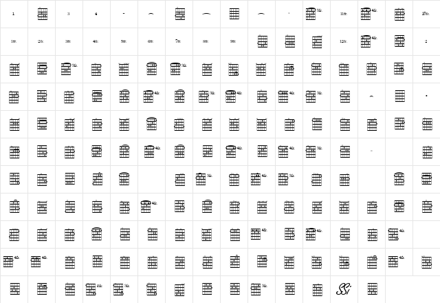 LyricSSK Regular  glyph index