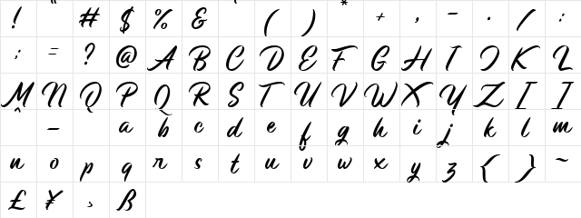 Monopola Script Regular  glyph index