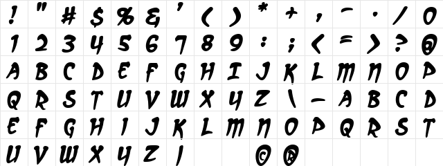 Arcanum Bold  glyph index