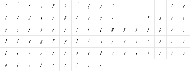 Movie Poster Condensed Italic  glyph index