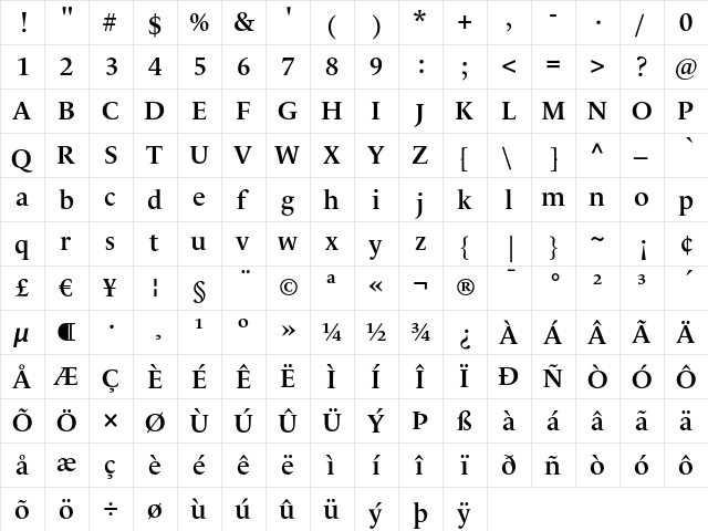 LeMondeLivre Demi  glyph index