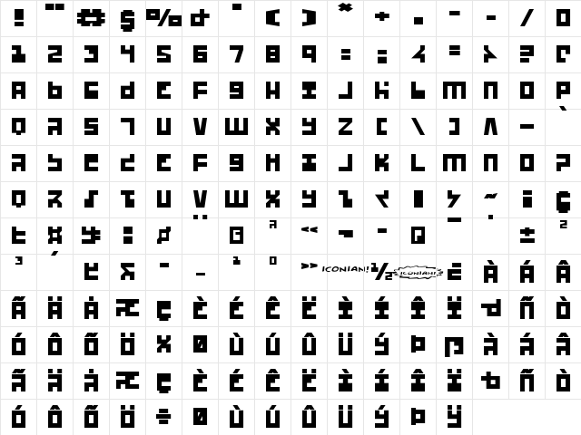 UFO Hunter Expanded Expanded  glyph index