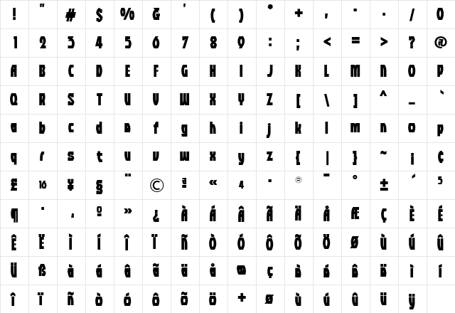 TFAkimbo Heavy  glyph index