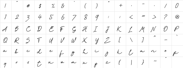 Epic Kantona Kantona  glyph index