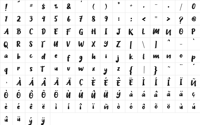 Heilig Regular  glyph index