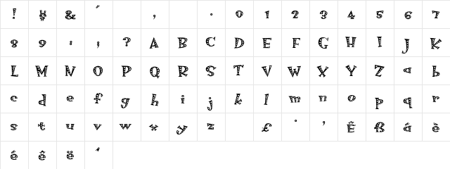 HotsyTotsyRocksieMvB Regular  glyph index