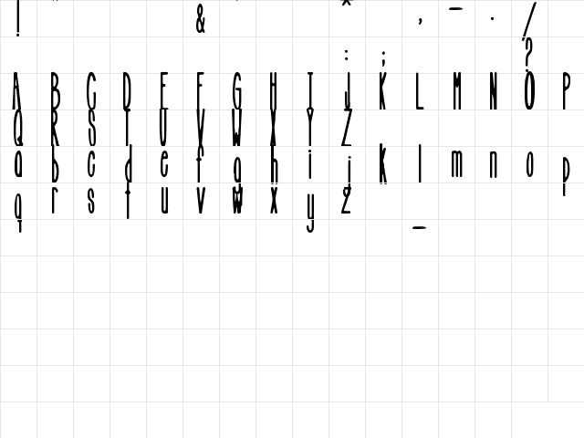 The Doorman Regular  glyph index