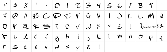 february handwritten  glyph index