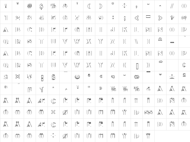 Binner Becker Outline Regular  glyph index