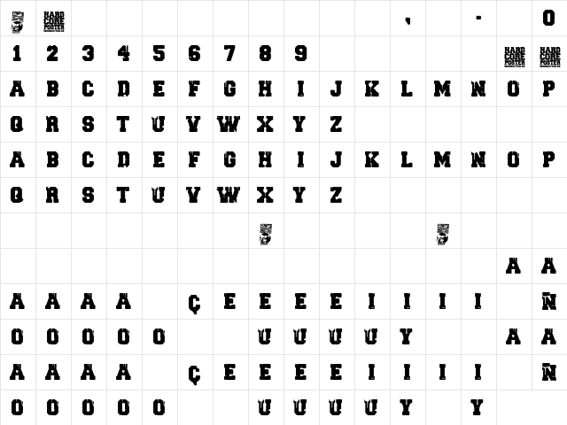 HARDCORE POSTER Regular  glyph index