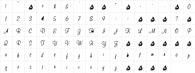 TiniestDancer Regular  glyph index