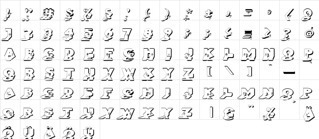 MirrorChicken Regular  glyph index
