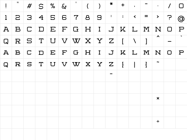 Kane Stamp Style Demo Regular  glyph index