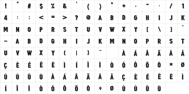 Borgens Burlesque Regular  glyph index
