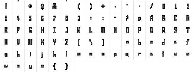 Pype Extrabold  glyph index