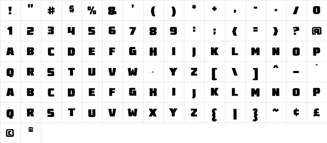 Destroy Earth BB Regular  glyph index