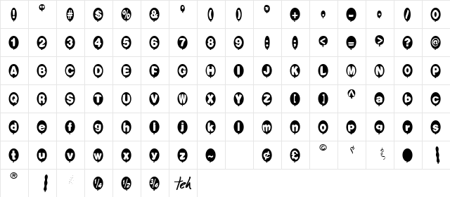 Balloons Normal  glyph index