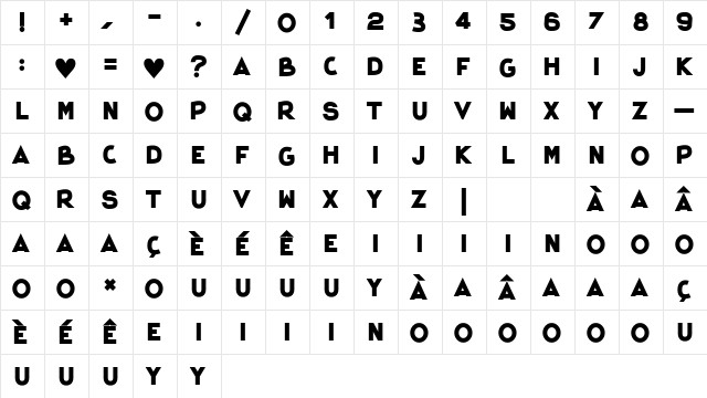 HyperCool Bold  glyph index