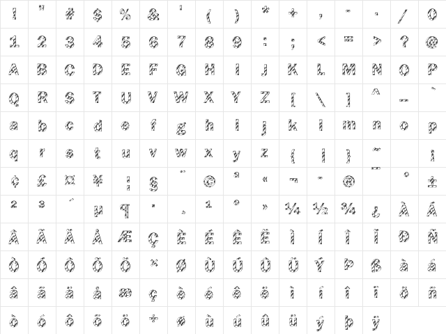 Franklin28 Becker Regular  glyph index