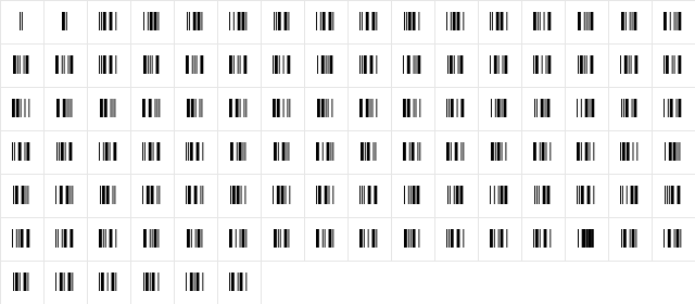 Interleaved 2of5 NT Regular  glyph index