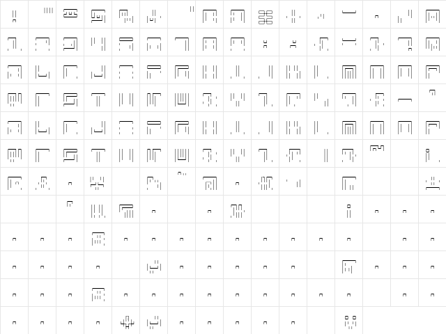 Atari 1 Regular  glyph index