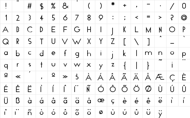 GeoPlain Regular  glyph index