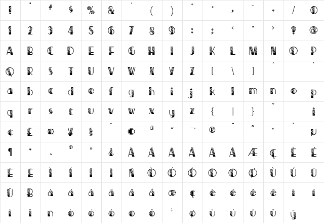 Moteefe Regular  glyph index